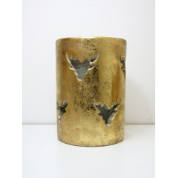 Lampion ceramiczny ażurowy złoty Jeleń 24cm